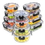 علبة بينتو زجاجية محمولة بغطاء مزود بإبزيم - حاوية طعام للمكتب