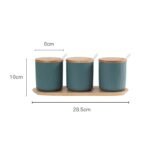 برطمانات أعشاب سيراميكية مصممة خصيصًا – مجموعة أغطية من الخيزران محكمة الإغلاق - Image 3