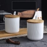 برطمانات أعشاب سيراميكية مصممة خصيصًا – مجموعة أغطية من الخيزران محكمة الإغلاق - Image 7