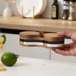 وعاء ملح وسكر 2 في 1 مصنوع من خشب الأكاسيا مع غطاء - Image 2