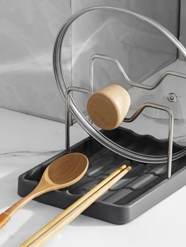 Multifunction Pot Lid & Spoon Rest Organizer – Foldable Stand