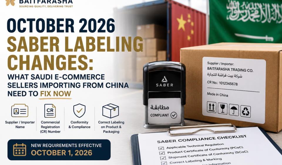 October 2026 SABER Labeling Changes: What Saudi E-Commerce Sellers Importing from China Need to Fix Now